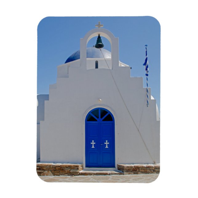 Antiparos Blue and White Chapel Magnet (Vertical)
