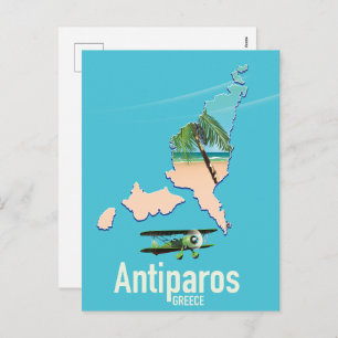 Antiparos Greece travel map Holiday Postcard