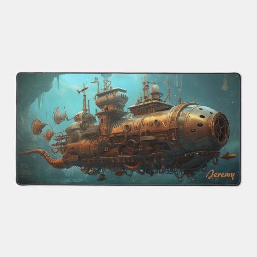Antiquated Aquatic Adventure Steampunk Submarine Desk Mat