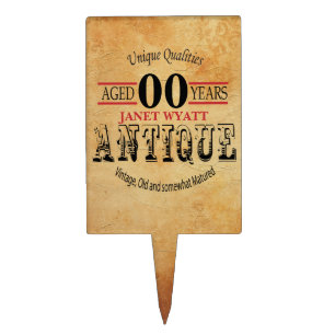 Antique 00th Birthday Cake Topper