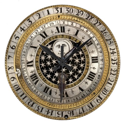 Antique 1650 Calendar Watch Print Large Clock