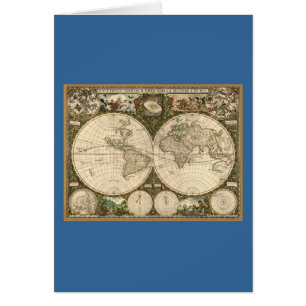 Antique 1660 World Map by Frederick de Wit Cards