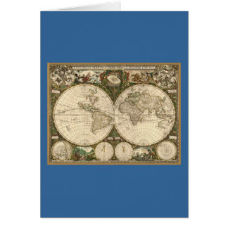Antique 1660 World Map by Frederick de Wit Cards