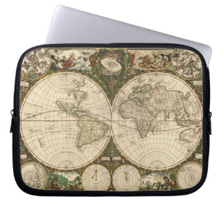 Antique 1660 World Map by Frederick de Wit Laptop Sleeve