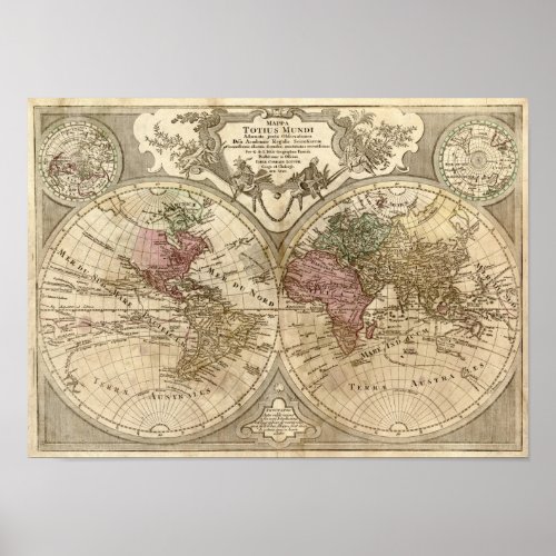 Antique 1690 World Map by Guillaume de LIsle Poster