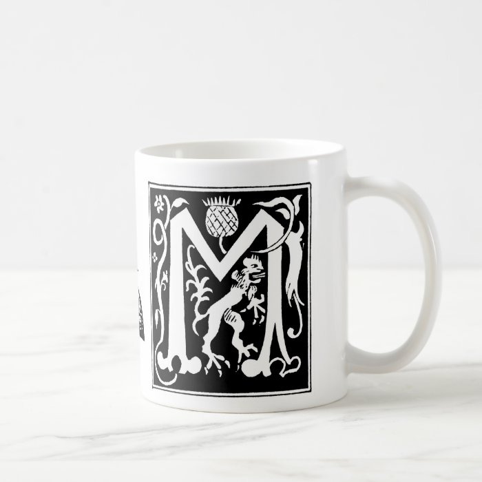 Antique 16th Century Monogram  Letter M Coffee Mugs