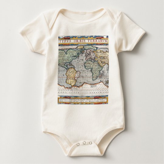 Antique 16th Century World Map Baby Bodysuit