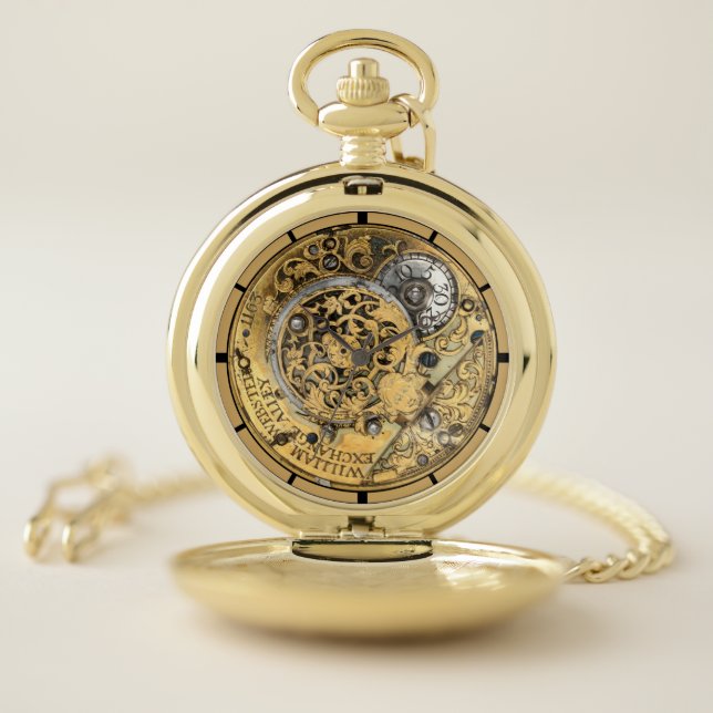 Antique 1700's William Webster Steampunk Print Pocket Watch (Inside)