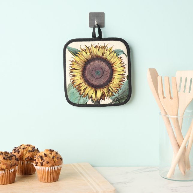 Antique 1713 Large Sunflower Print Pot Holder (Insitu(Hanging))