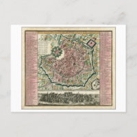 Antique 1730 Map of Milan, Italy,