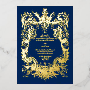 Antique 1745 Baroque Rococo Cartouche Foil Invitation