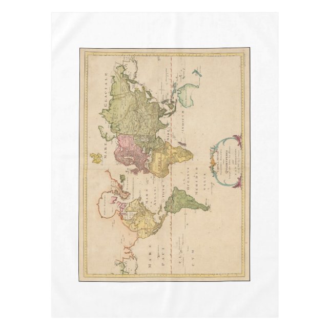 Antique 1783 Zoological World Map Tablecloth (Front)