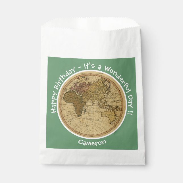 Antique 1786 Eastern Hemisphere Map Theme Party Favor Bag (Front)