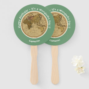 Antique 1786 Eastern Hemisphere Map Theme Party Hand Fan
