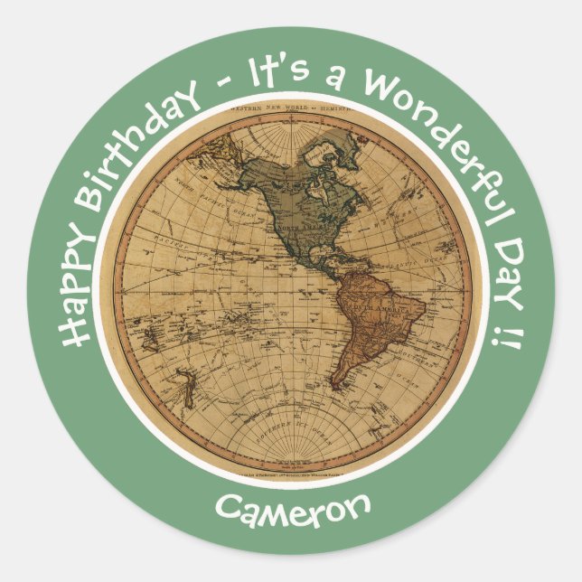 Antique 1786 Western Hemisphere Map Theme Party Classic Round Sticker (Front)