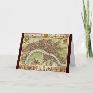 Antique 17th Century Map of London W. Hollar Card