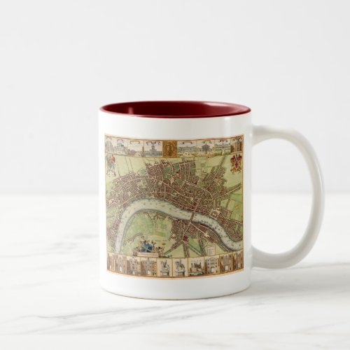 Antique 17th Century Map of London W Hollar Two_Tone Coffee Mug