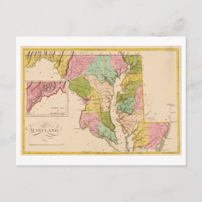Antique 1815 Map of Maryland Postcard (Front)