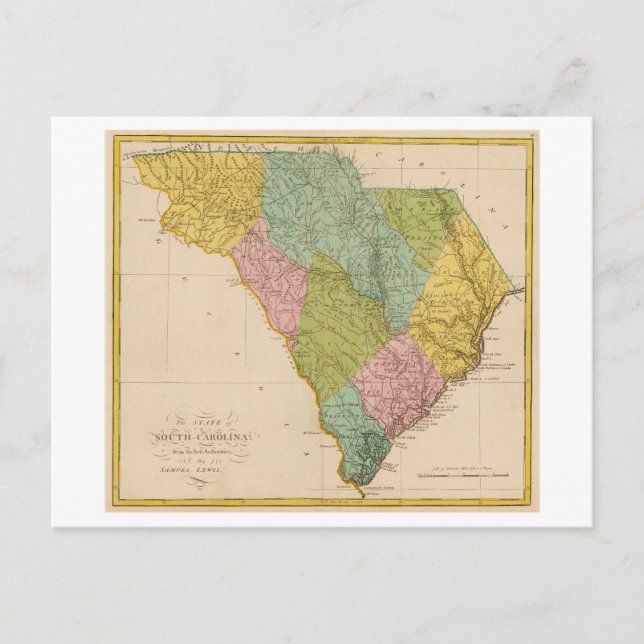 Antique 1815 Map of South Carolina Postcard (Front)