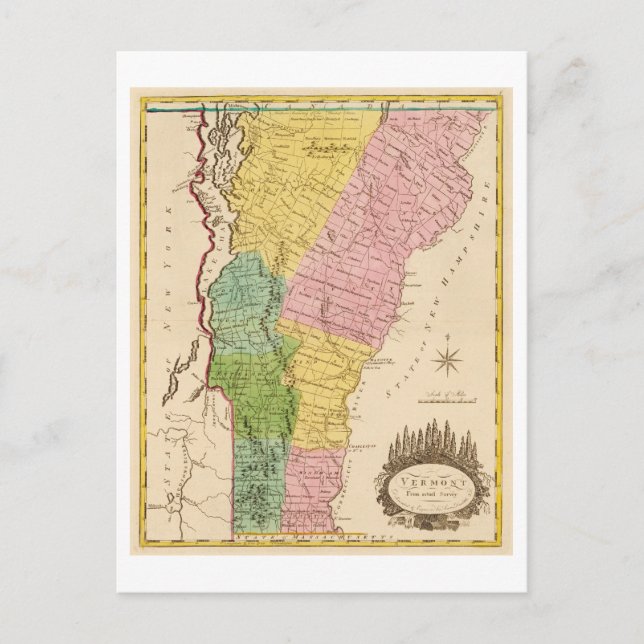 Antique 1815 Map of Vermont Postcard (Front)