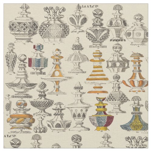 Antique 1828 Bottle Designs Pattern Fabric