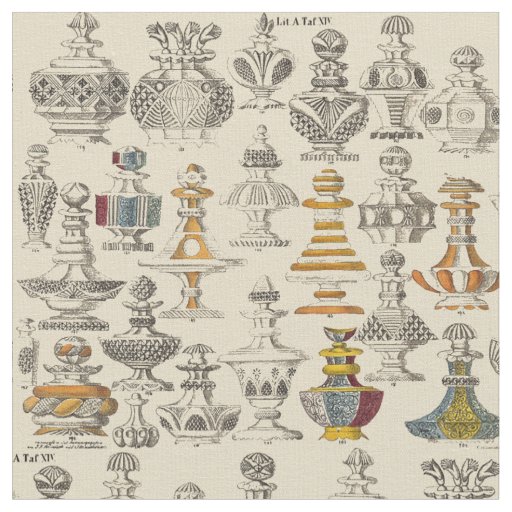Antique 1828 Bottle Designs Pattern Fabric