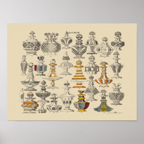 Antique 1828 Bottle Designs Poster