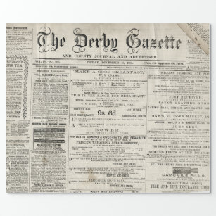 vintage newspaper Wrapping Paper by bete