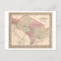 Antique 1868 Map of Washington, DC