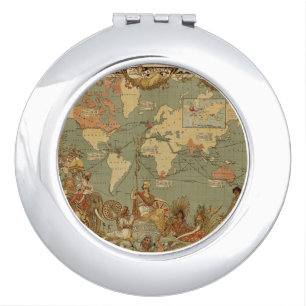 Antique 1886 World Map British Empire Poster Compact Mirror