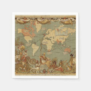 Antique 1886 World Map British Empire Poster Paper Napkins