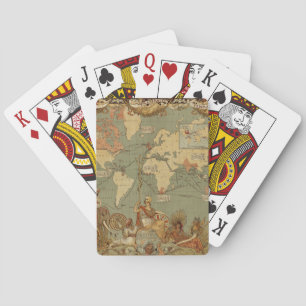 Antique 1886 World Map British Empire Poster Poker Cards
