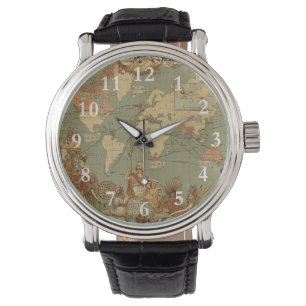 Antique 1886 World Map British Empire Poster Watch