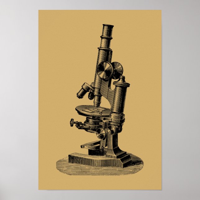 Antique 1892 Microscope "Steampunk" Art Poster (Front)