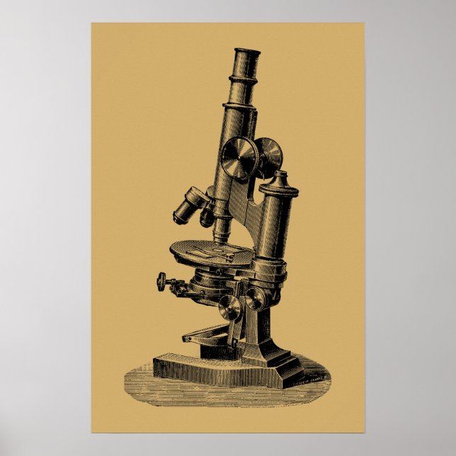 Antique 1892 Microscope "Steampunk" Art Poster (Front)