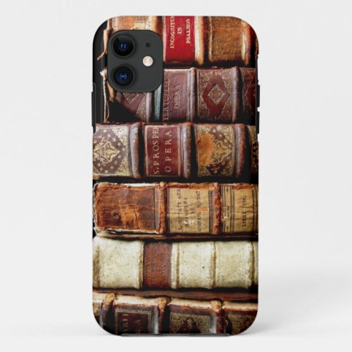 Antique 18th Century Design Leather Binding books iPhone 11 Case