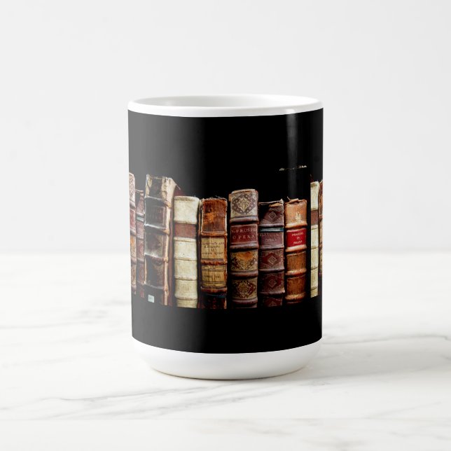 Antique 18th Century Design Leather Binding books Coffee Mug (Center)