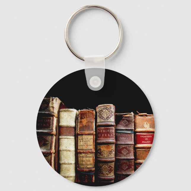 Antique 18th Century Design Leather Binding books Keychain (Front)
