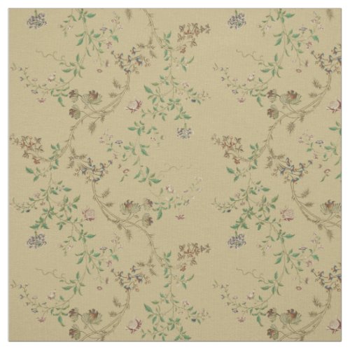 Antique 18th Century Floral Vine Pattern Print Fabric