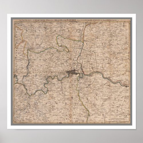 Antique 18th Century Map of London Poster