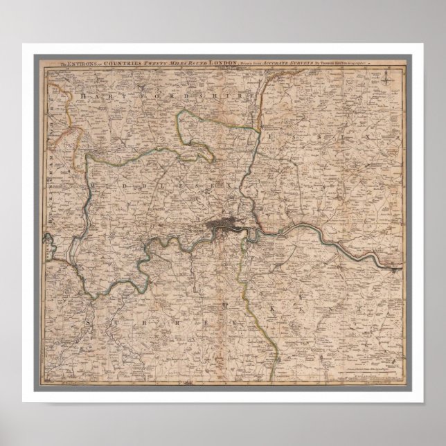 Antique 18th Century Map of London Poster (Front)