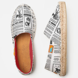 antique 1920 flapper newspaper vintage black white espadrilles