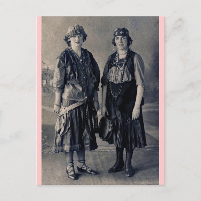 Antique 1920s Women in Gypsy Costumes Postcard (Front)