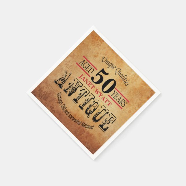 Antique 50th Birthday Design Napkins (Corner)