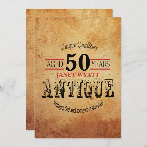 Antique 50th Birthday Invitation