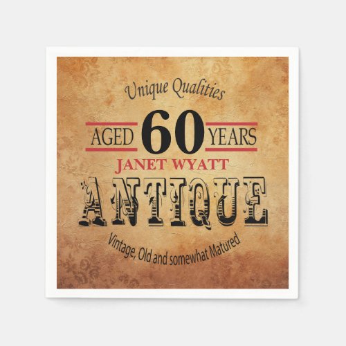 Antique 60th Birthday Design Paper Napkins