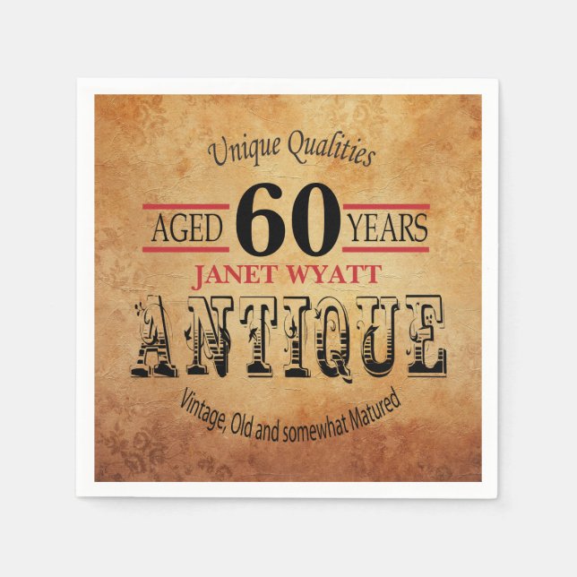 Antique 60th Birthday Design Paper Napkins (Front)