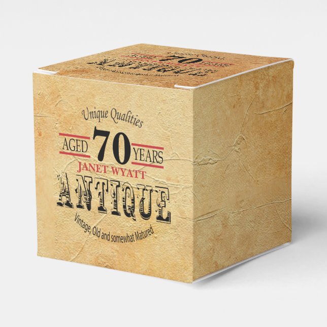Antique 70th Birthday Design Favor Boxes (Front Side)