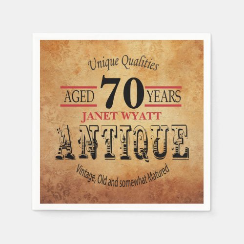 Antique 70th Birthday Design Paper Napkins