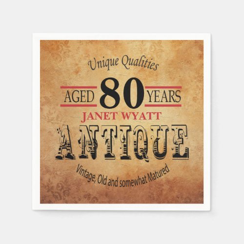 Antique 80th Birthday Design Napkins